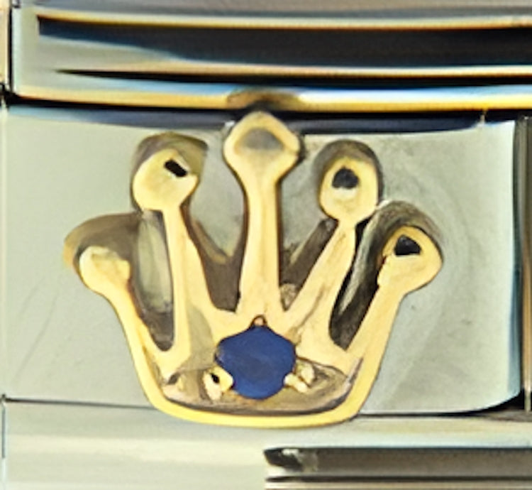 Gold Crown with Blue CZ