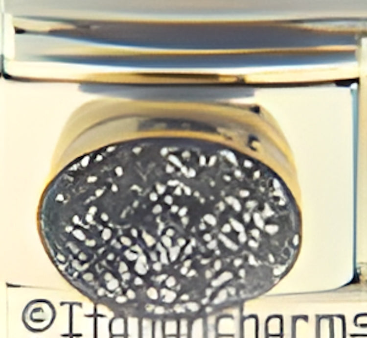 April Glitter Silver Oval Stone