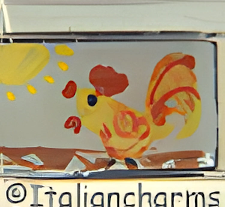 Italian Hand Painted Rooster with Sun