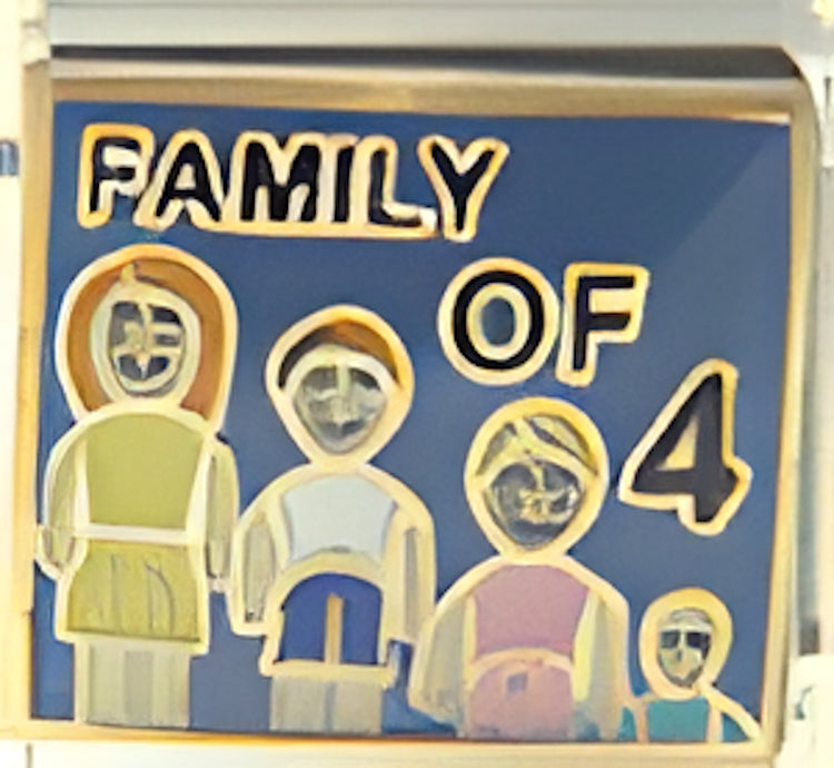 Family of 4 with Four People on Blue