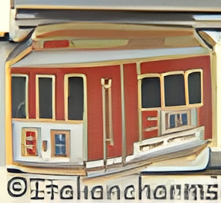 Red and White Cable Car