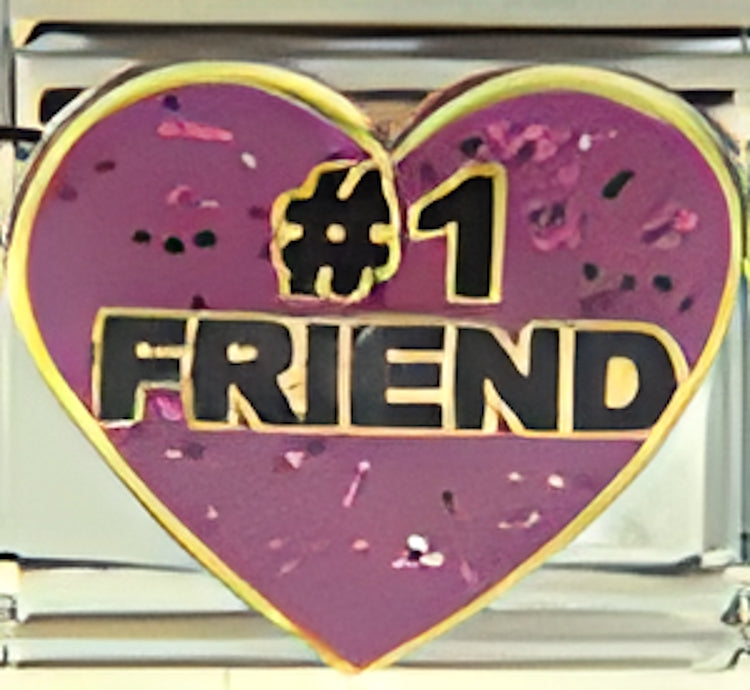 Love 1 Friend on Big Sparkle Pink Heart