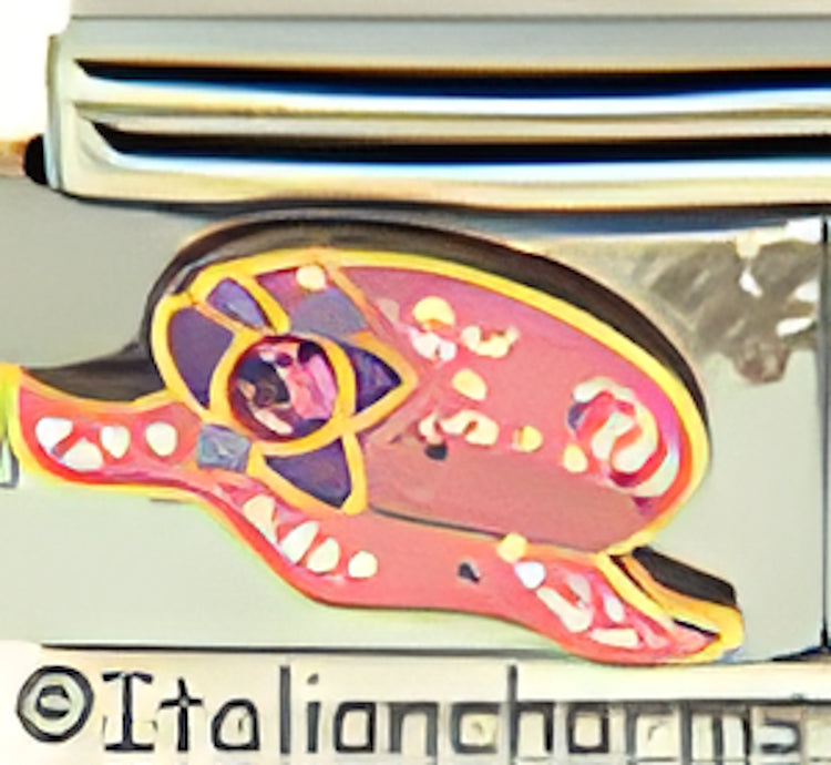 Pink Sparkle Hat with Purple Star and Logo on Front