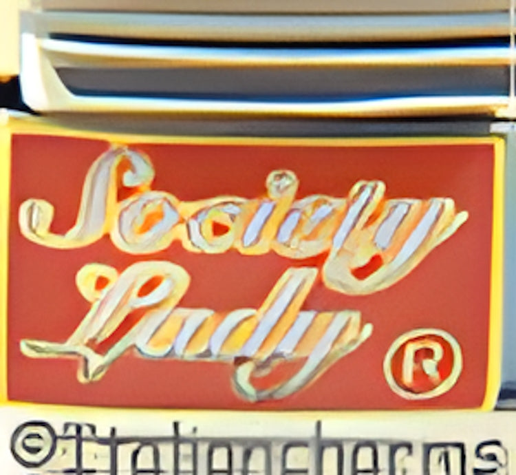 Society Lady on Red Background