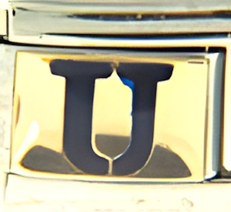 Blue U on Gold