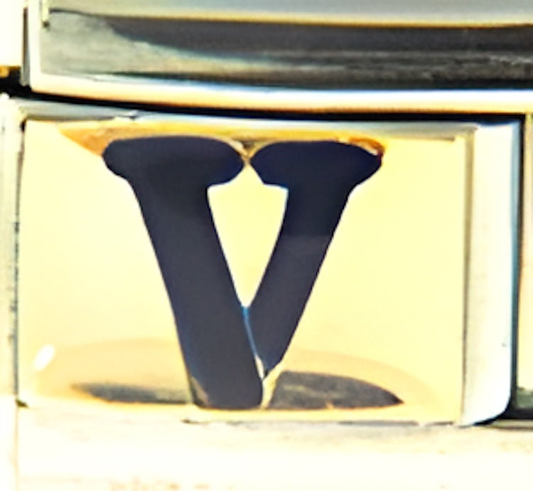 Blue V on Gold