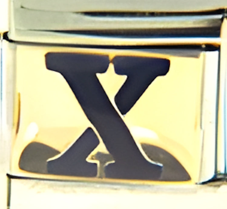 Blue X on Gold