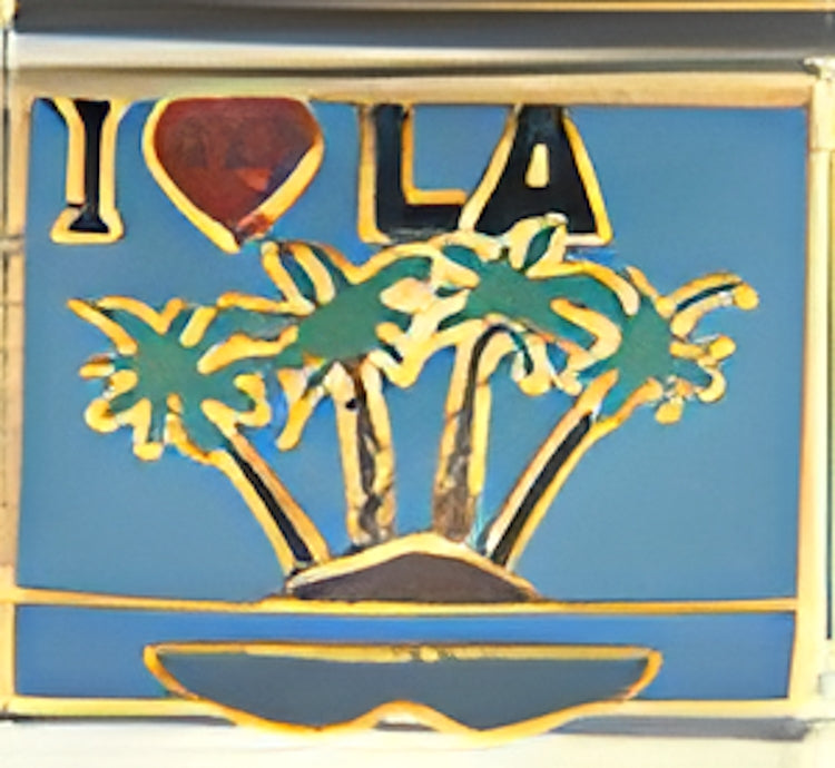 I Love LA Los Angeles with Palm Trees on Blue