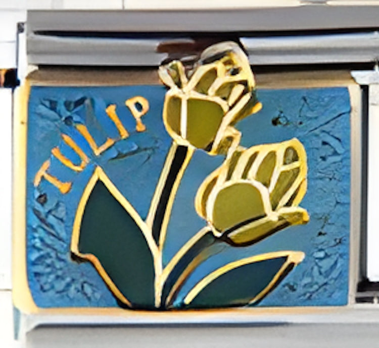 Yellow Tulips on Blue