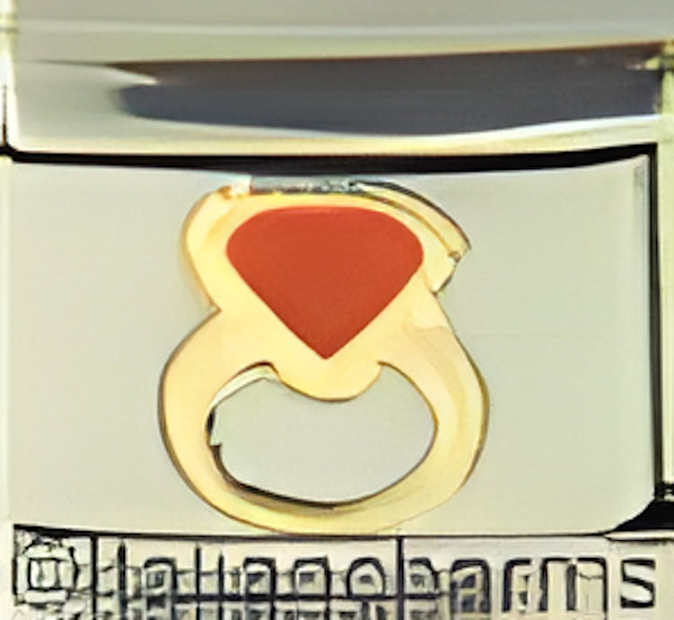 Ruby red enamel ring