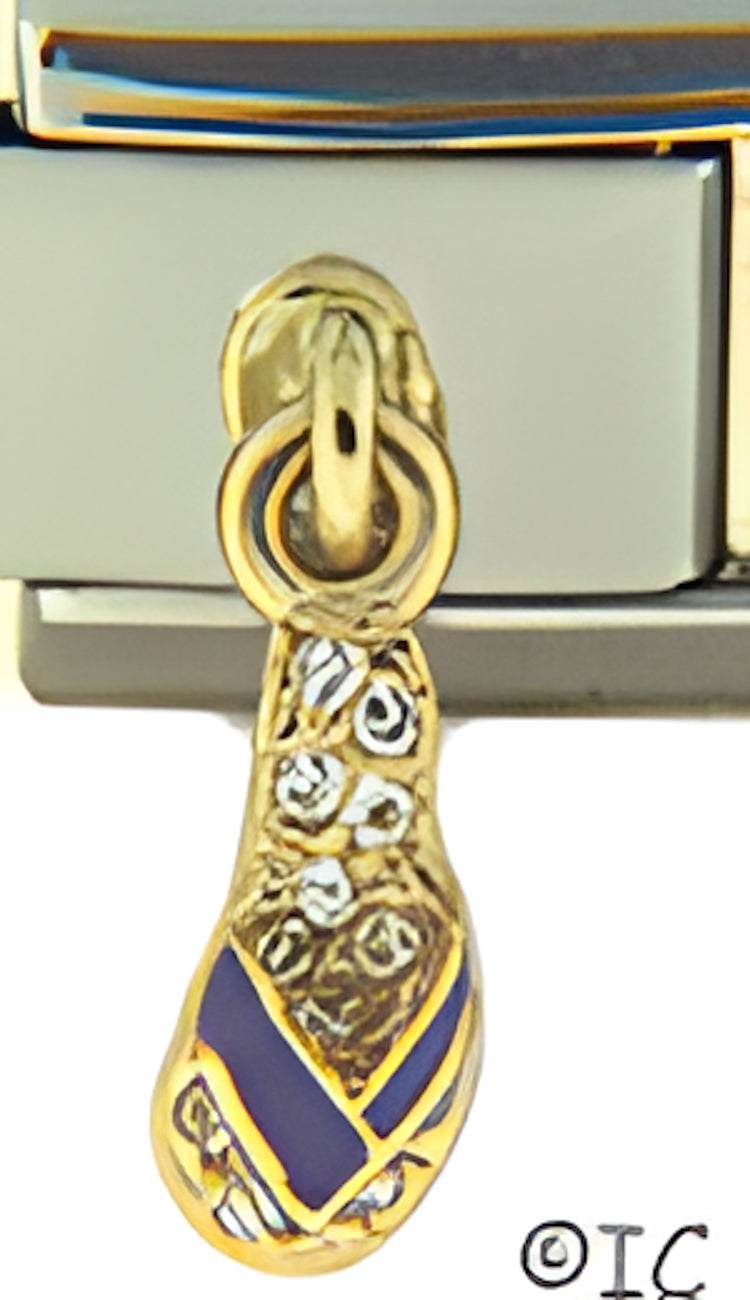 Dangle CZ Sole Flip Flop with Purple Strap