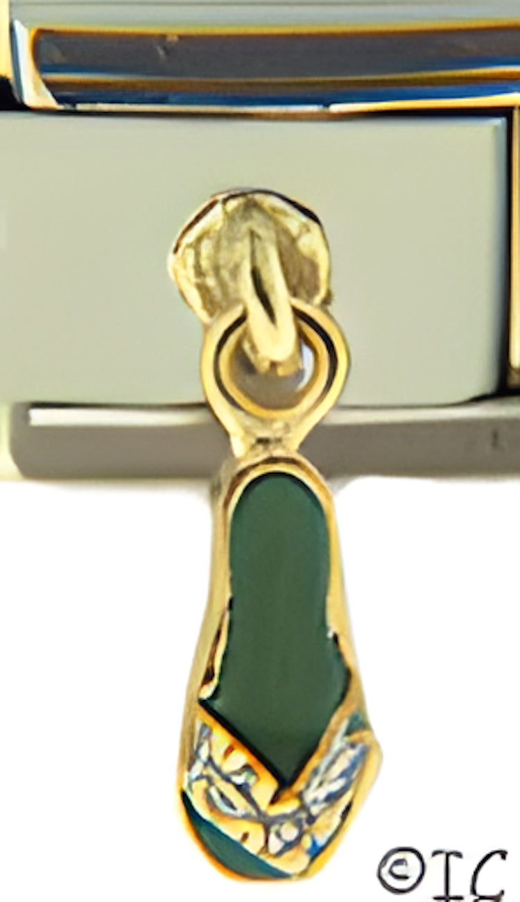 Dangle CZ Strap Green Flip Flop