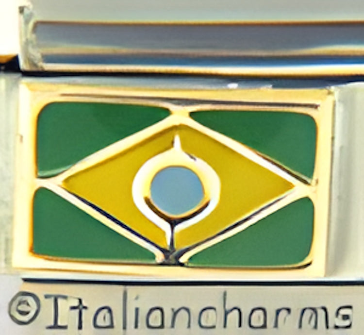 Brazil Flag with Light Blue Dot