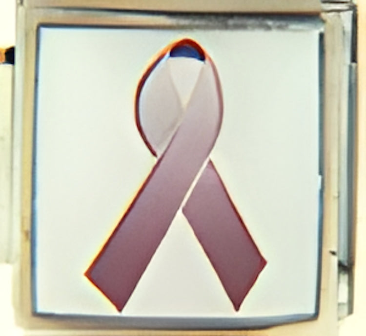 Burgundy Ribbon for Multiple Myeloma on White Photo Charm