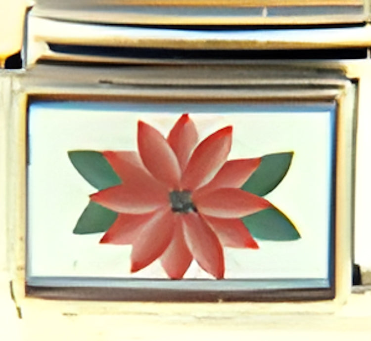 Red Poinsettia on White Photo Charm