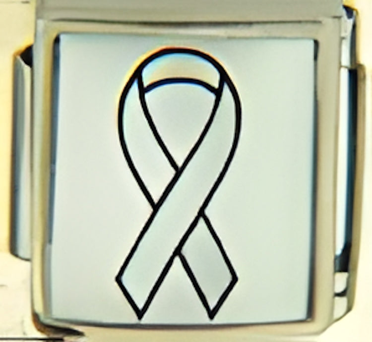 White Ribbon on White Photo Charm