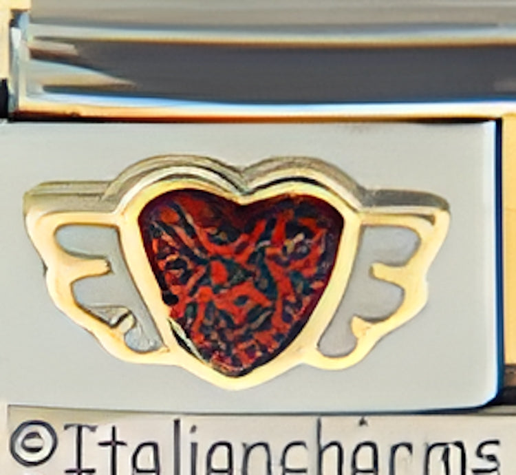 Sparkle Red Heart with Wings