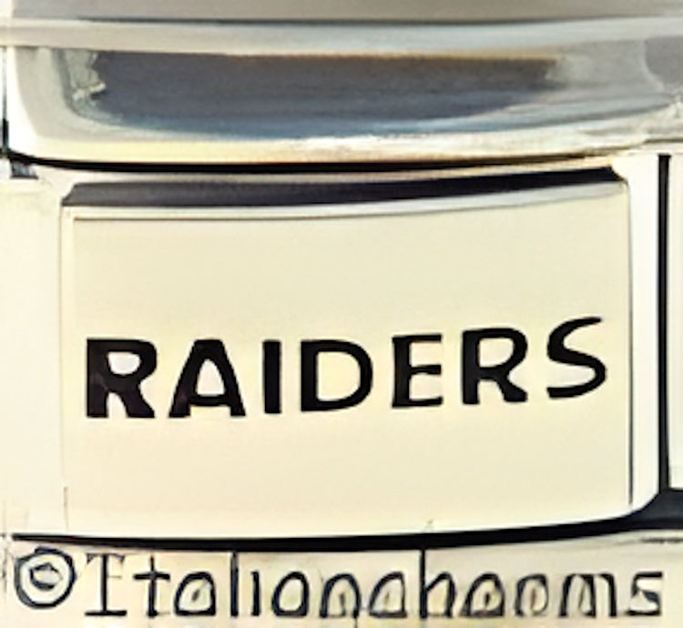 Licensed Football Raiders Text on SIlver