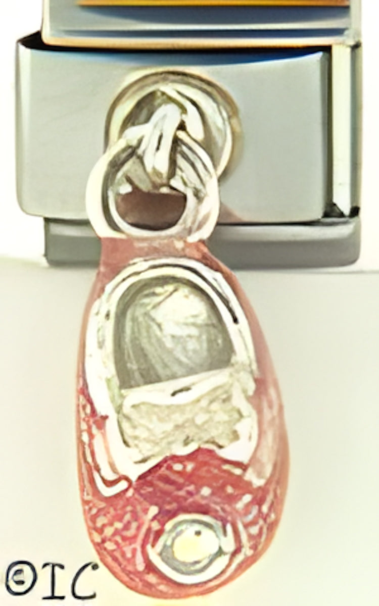 Sterling Silver Dangle Pink Baby Shoe Oct