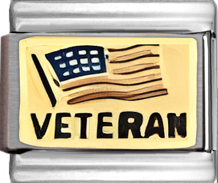 Veteran on Gold With American Flag