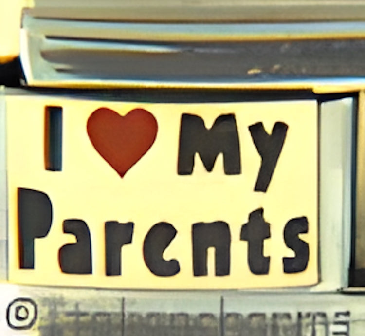I Love My Parents on Gold with Red Heart