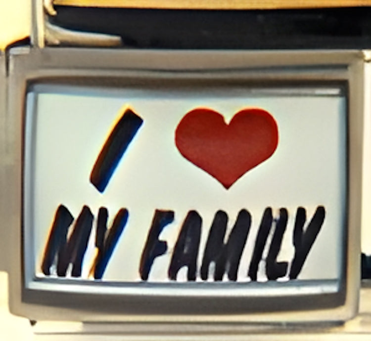 I Love My Family on White Photo Charm