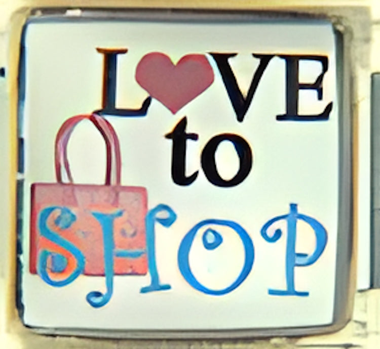 Love to Shop on White Photo Charm