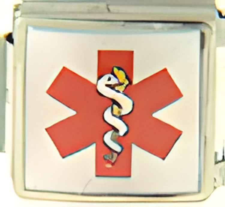 Medical Symbol with Caduceus Photo Charm