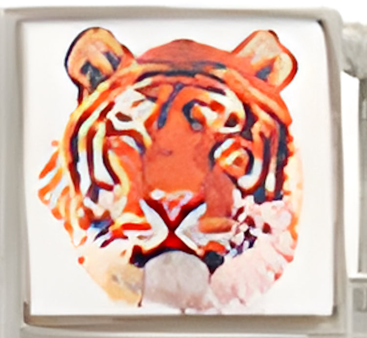 Tiger Head on White Photo Charm