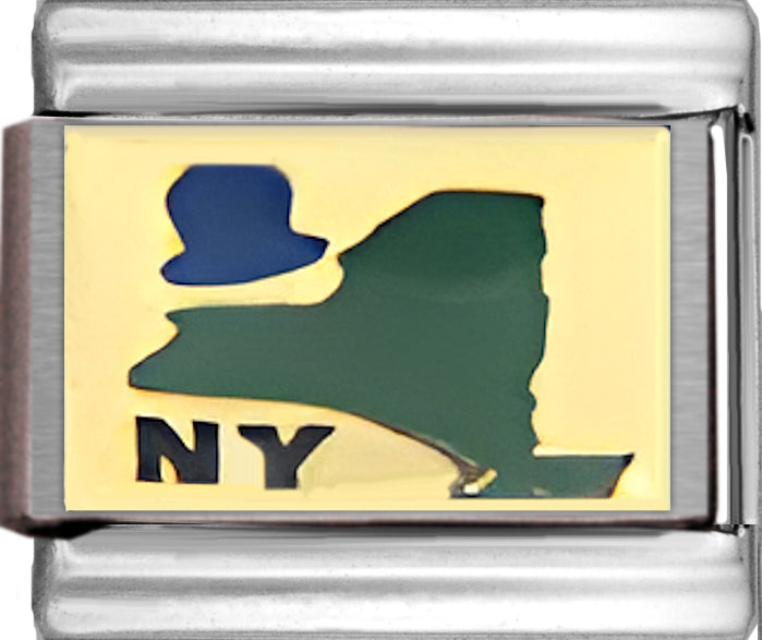 Green New York Outline with NY on Gold