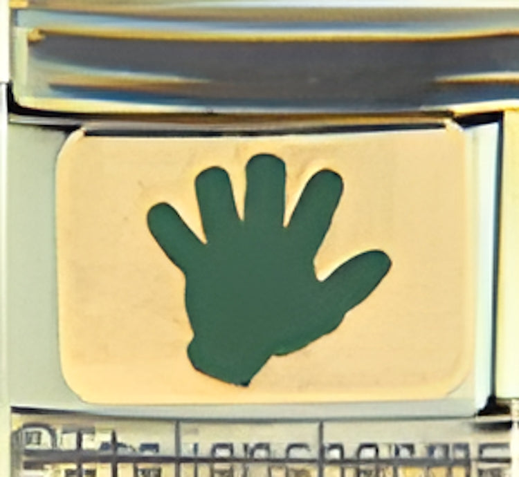 Green Handprint on Gold
