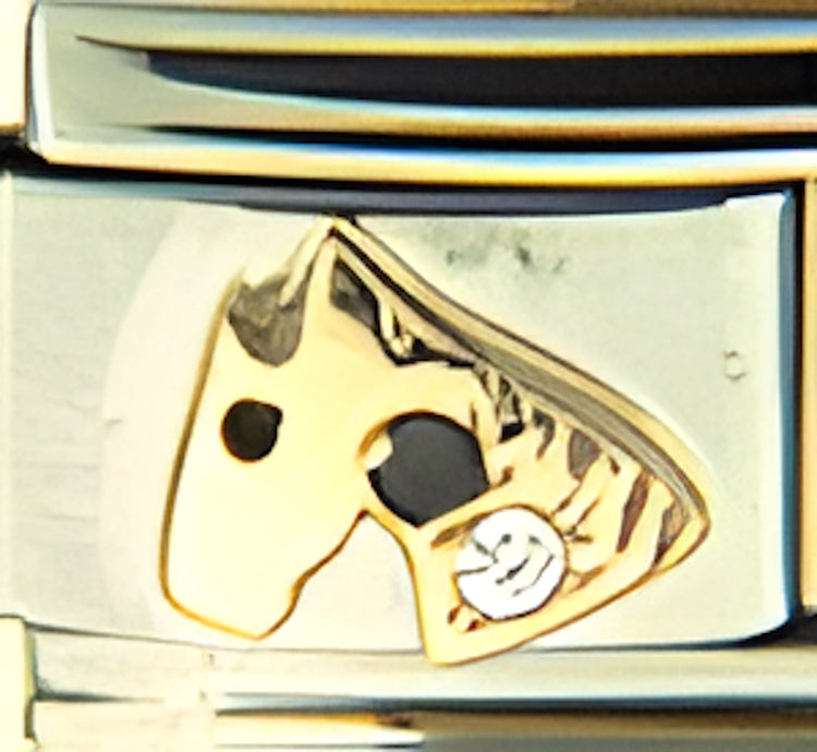 Horse with Black and White CZ