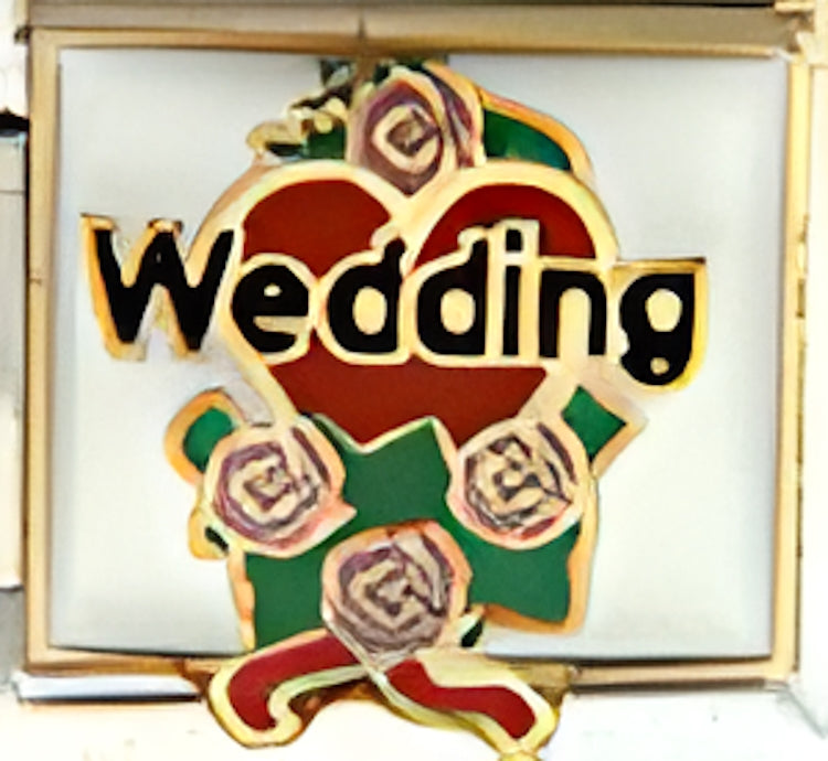 Wedding Text with Flowers on Sparkle White