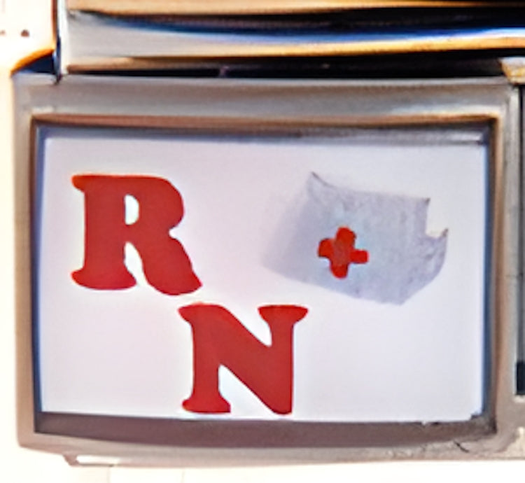 Red RN on White Photo Charm