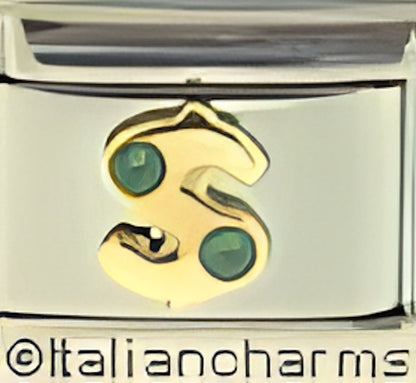 Dollar Sign with Green CZ