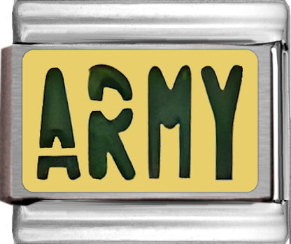 Green Army Text on Gold
