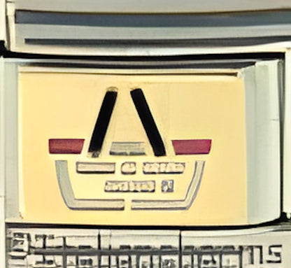 White Basket with Black on Gold