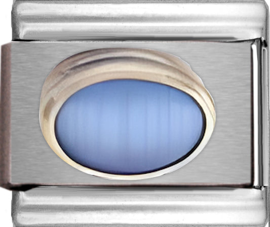 Oval Medium Blue Cats Eye