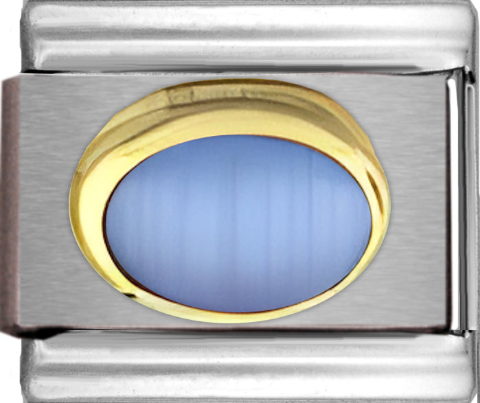 Oval Medium Blue Cats Eye
