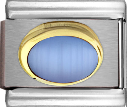 Oval Medium Blue Cats Eye