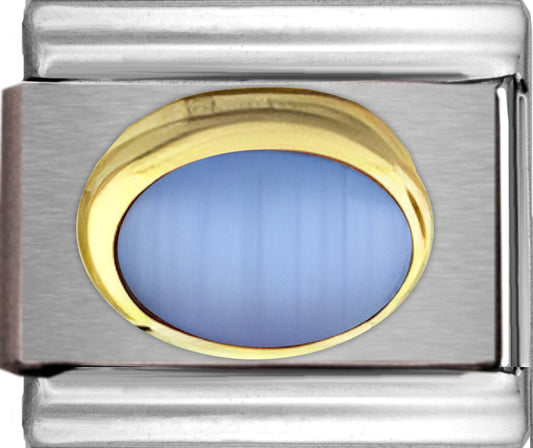 Oval Medium Blue Cats Eye