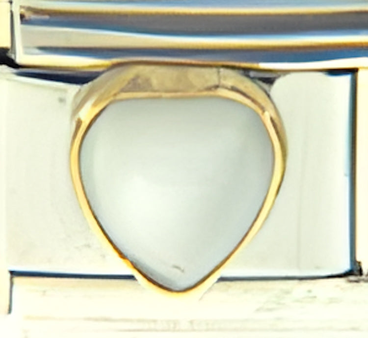 White Cats Eye Heart Stone