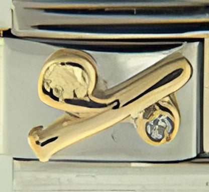 Gold Cap and Bat with CZ Ball