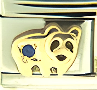 Gold Panda Bear with Blue CZ
