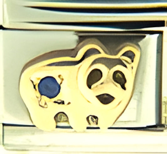 Gold Panda Bear with Blue CZ