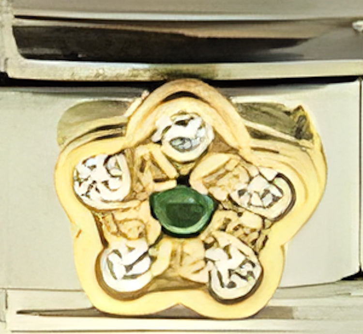 CZ Flower with Green Center