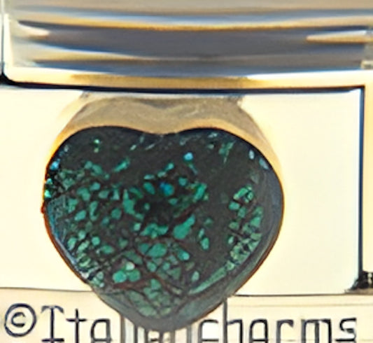 Glitter Green Heart Stone