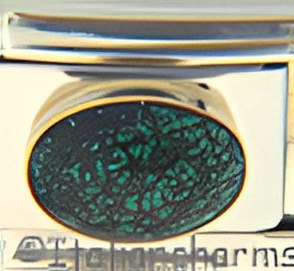 May Glitter Green Oval Stone