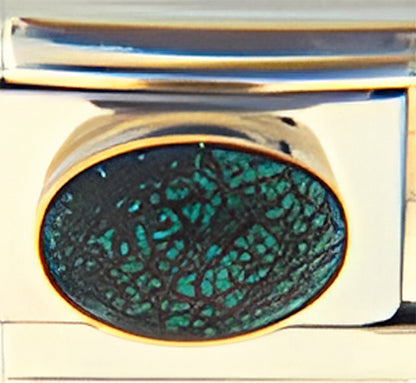 May Glitter Green Oval Stone