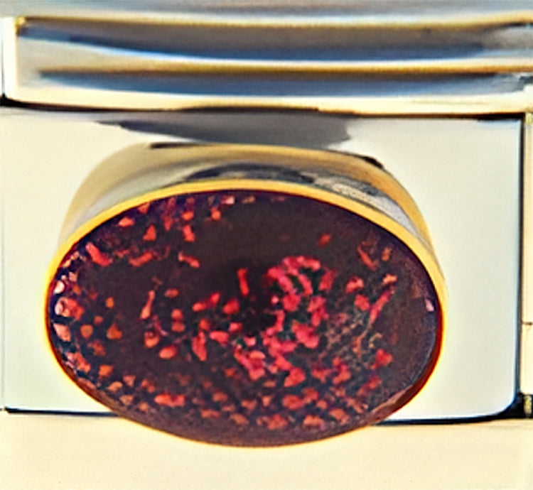July Glitter Red Oval Stone